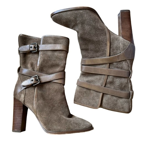 Coach Womans Alexandra Suede Mid Calf Heeled Boots Size 7.5B - Picture 3 of 6